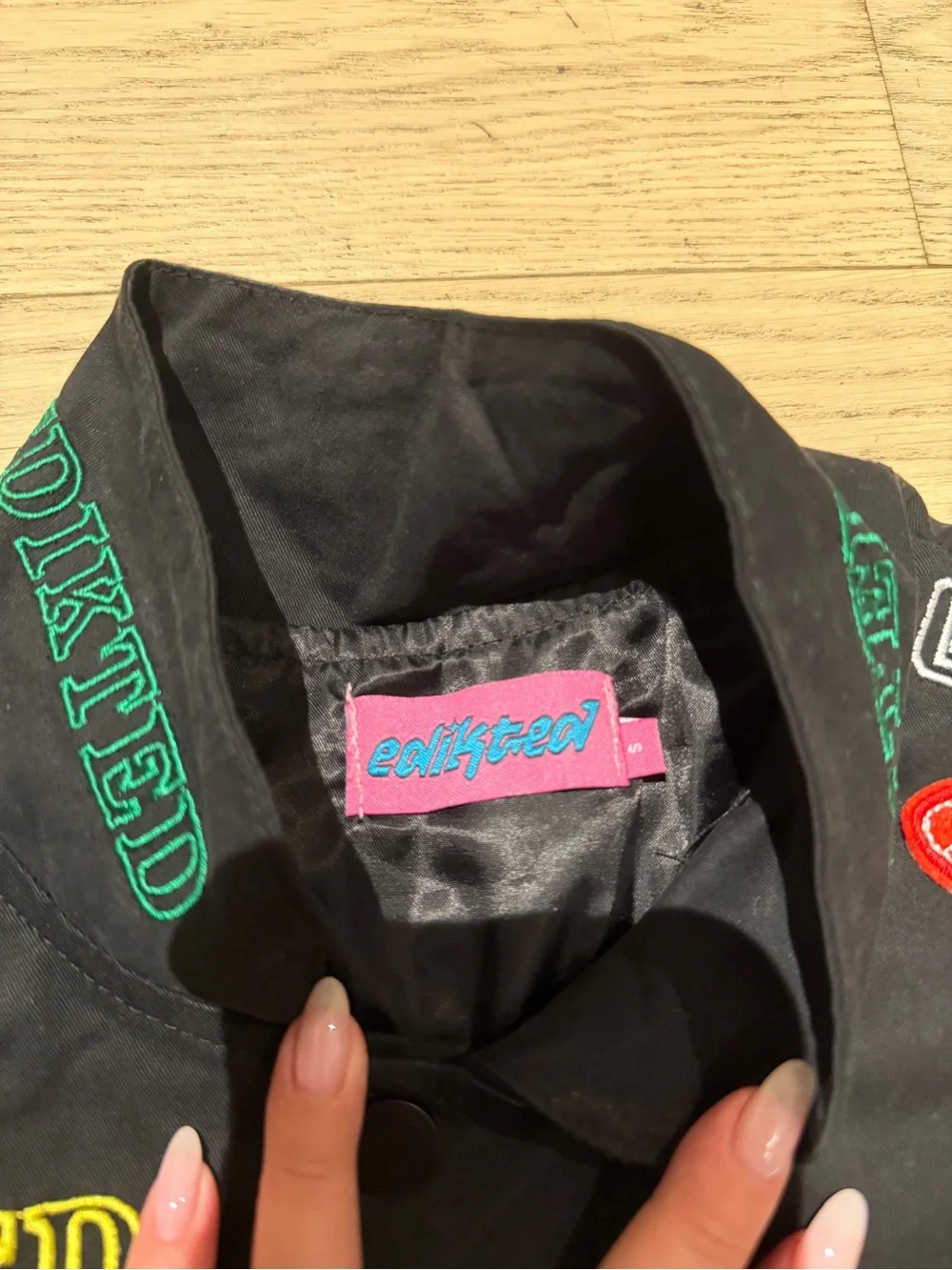 Edikted - Embroidered Black Racing Jacket - Picture 6 of 7